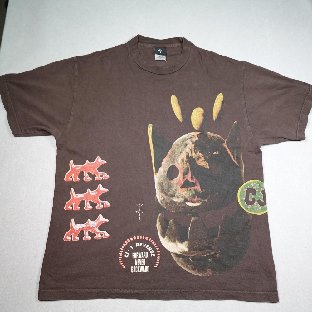 Cactus Jack T-Shirt Mens Large Brown CJ-1 Reverse Forward Never Backward Tee